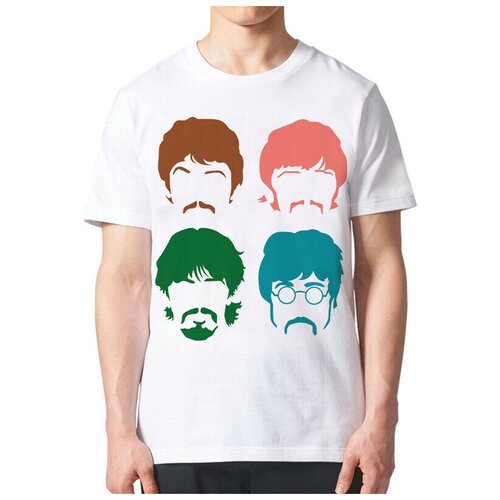 Футболка Design Heroes Рок Группа The Beatles Мужская Белая 2XL