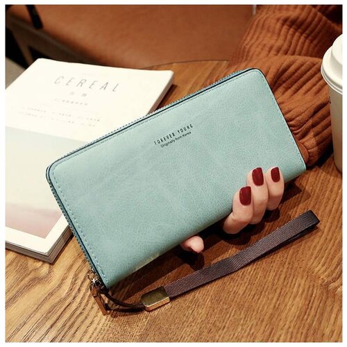 фото Женский кошелек портмоне на молнии из искусственной кожи синий bestseller