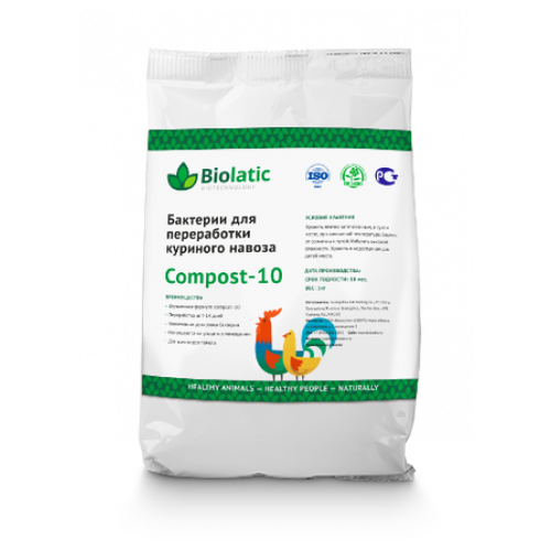 Бактерии для переработки птичего помета Biolatic compost-10 (1кг)