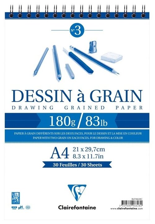 Альбомы и папки для художественных работ Скетчбук 30л. А4 на гребне Clairefontaine 