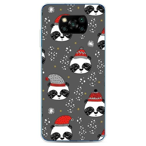фото Силиконовый чехол "праздничные панды" на xiaomi poco x3 nfc / сяоми поко x3 nfc case place
