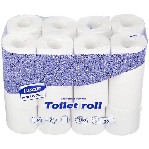 Купить Бумага туалетная Luscan Professional 2-слойная белая 24 рулона в упаковке, 396249, белый, вторичная целлюлоза