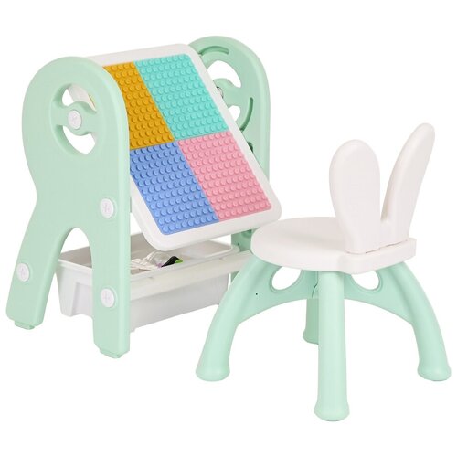 Игровой набор для конструирования Pituso /доска д/рисования+стульчик+конструктор Green/Зеленый