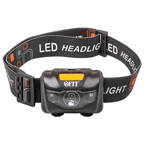 фото Фонарик с креплением на голову, 1 сверхяркий светодиод 3 вт + 2 led красного цвета (3 ааа батарейки) fit 67746