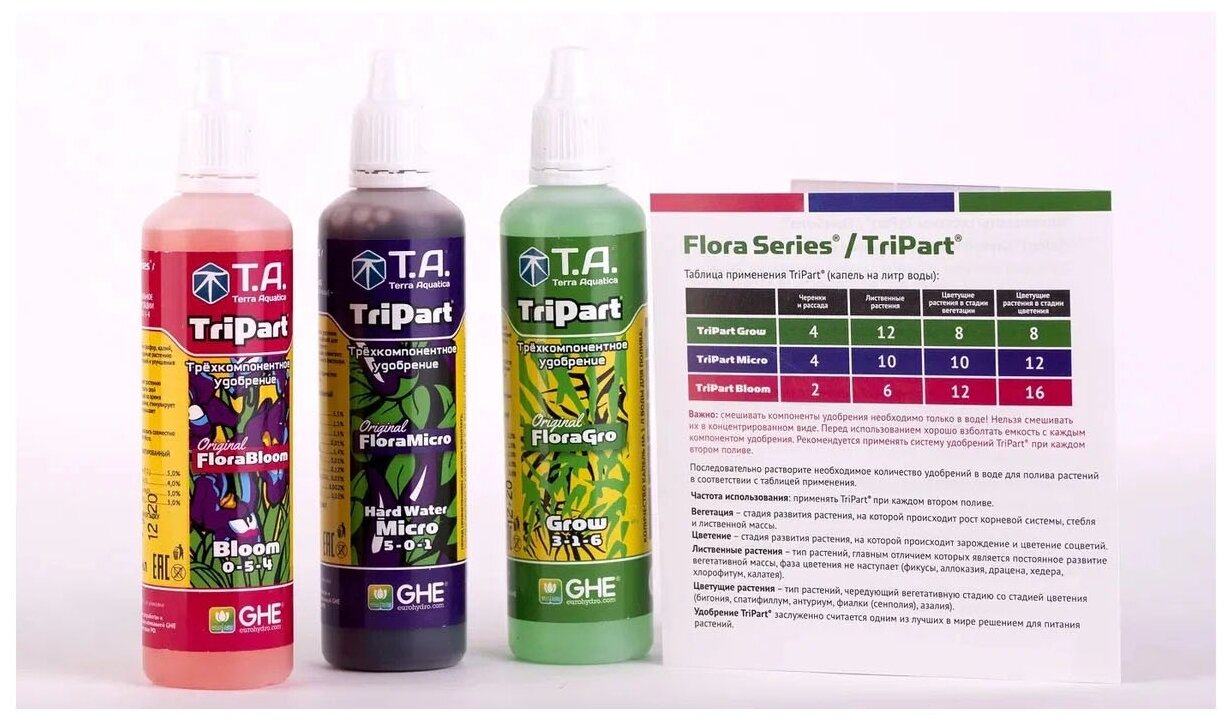 Удобрение GHE Tripack Flora Series (Grow + Bloom + Micro) - фотография № 3