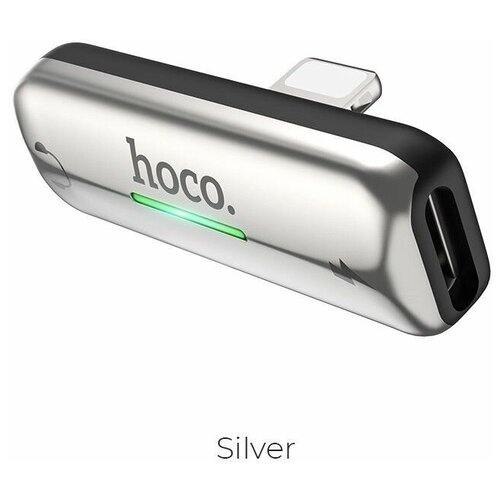 Переходник HOCO LS27, Lightning - Dual Lightning, серебряный переходник hoco ls20 lightning 2xlightning silver