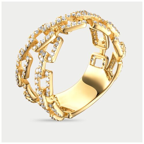 Кольцо GOLD CENTER, желтое золото, 585 проба, фианит, размер 18