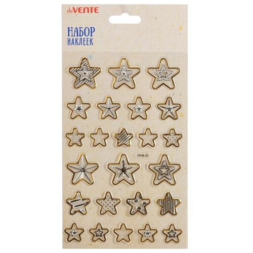 Наклейки грамоты дипломы портфолио плакаты deVENTE Набор наклеек объемные Gold-silver stars 1219см 150₽