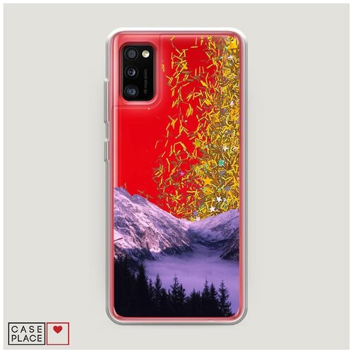 фото Чехол жидкий с блестками samsung galaxy a41 горный туман case place