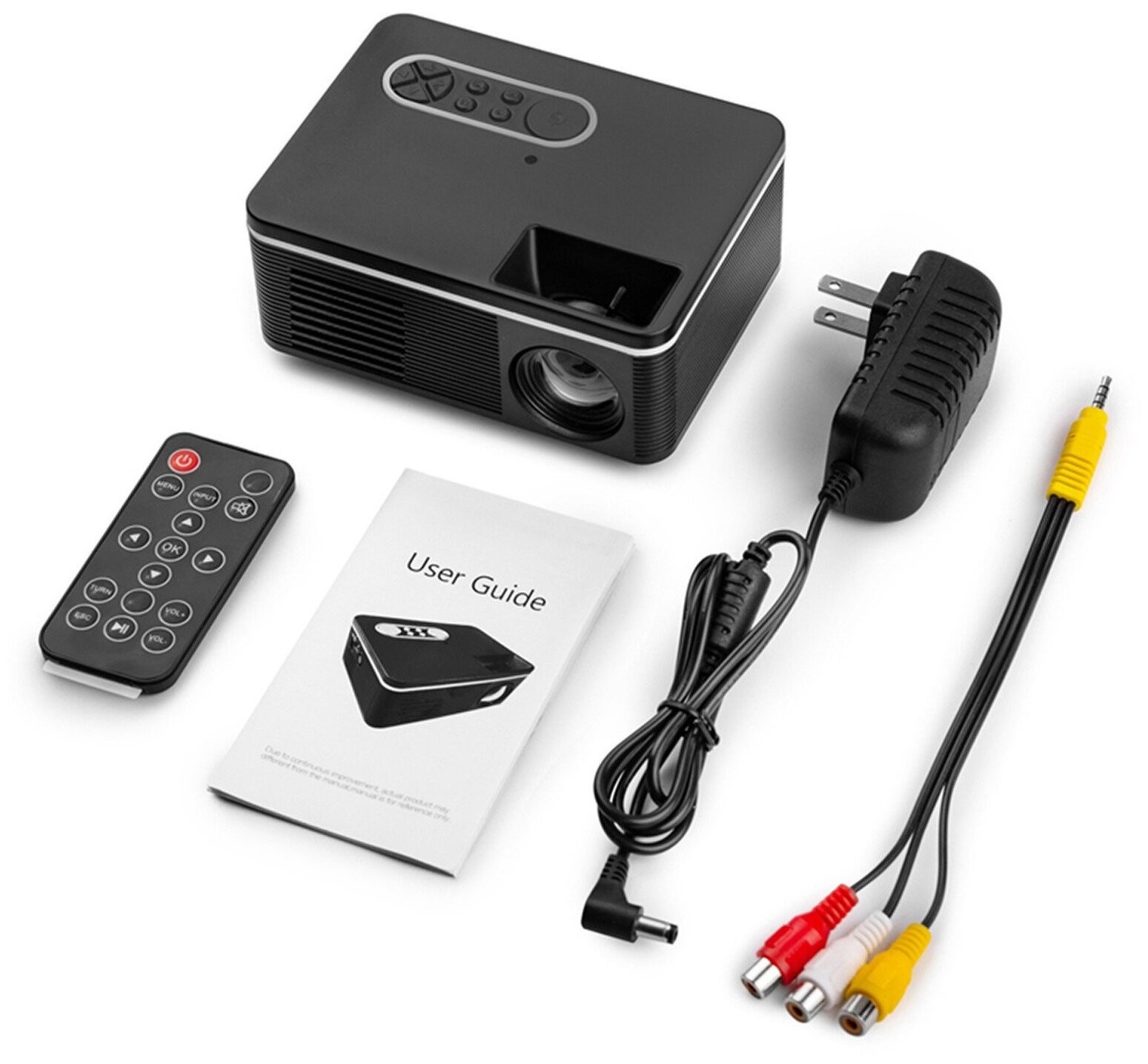 Домашний проектор для просмотра фильмов / Проектор для офиса / Видеопроектор портативный для дома 1920x1080 / Мультимедийный проектор YG360 HD Black
