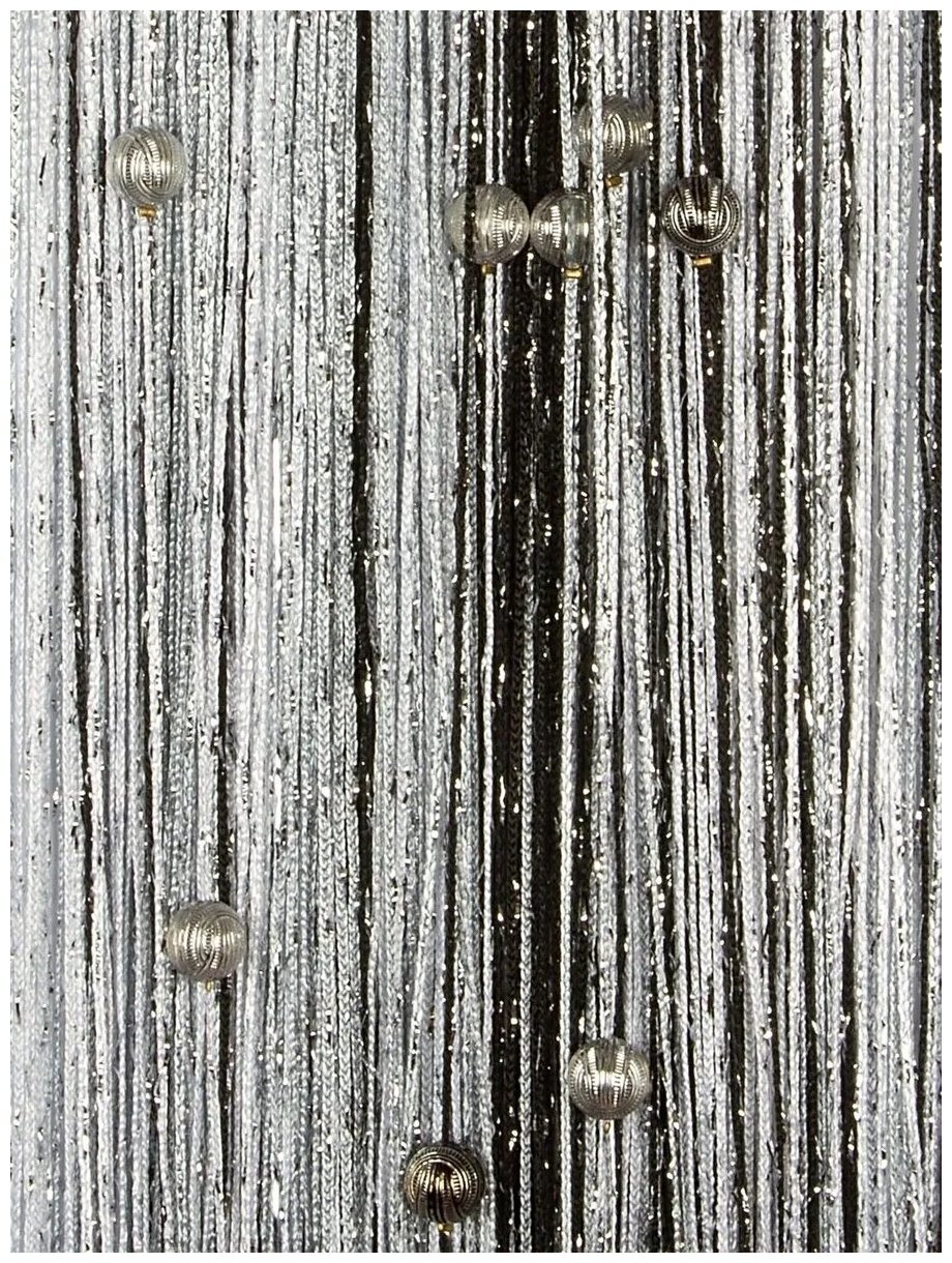 Нитяные шторы кисея (занавеска нитяная) шар, люрекс 300Х300см (белый, серый, черный) - фотография № 1