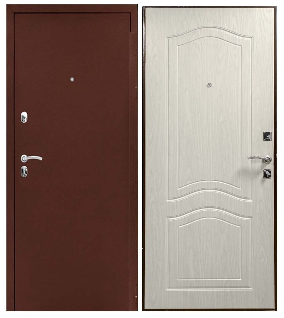 Дверь входная металлическая в квартиру "стандарт оптима альфа", цвет белое дерево, размер 960х2050 Правая
