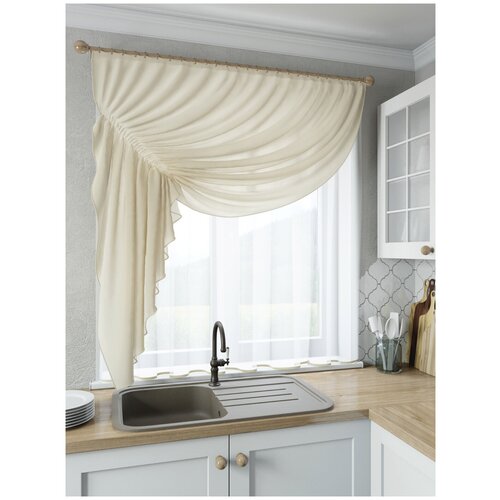 фото Шторы для кухни sola "ромео", шампань, левая