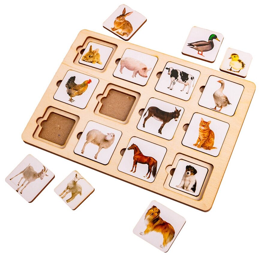 Деревянная развивающая игра Секретики "Ферма" в подарок для ребенка — фото 1