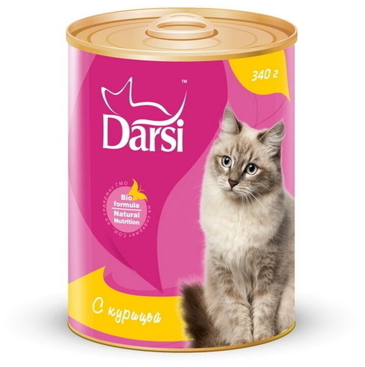 Darsi влажный корм для взрослых кошек, курица 340 гр (10 шт) - фотография № 1