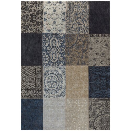 Ковер на пол в спальню, гостиную безворсовый синий, тёмно-серый 2,04 на 2,75 м Patterno LP3330-L154