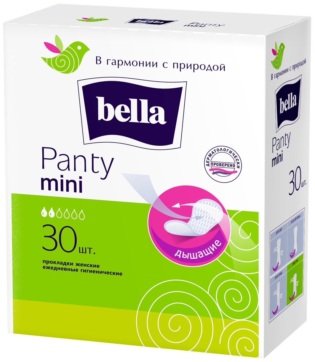 BELLA Прокладки женские гигиенические ежедневные PANTY Panty Mini, 2 капли, 30 шт./уп.