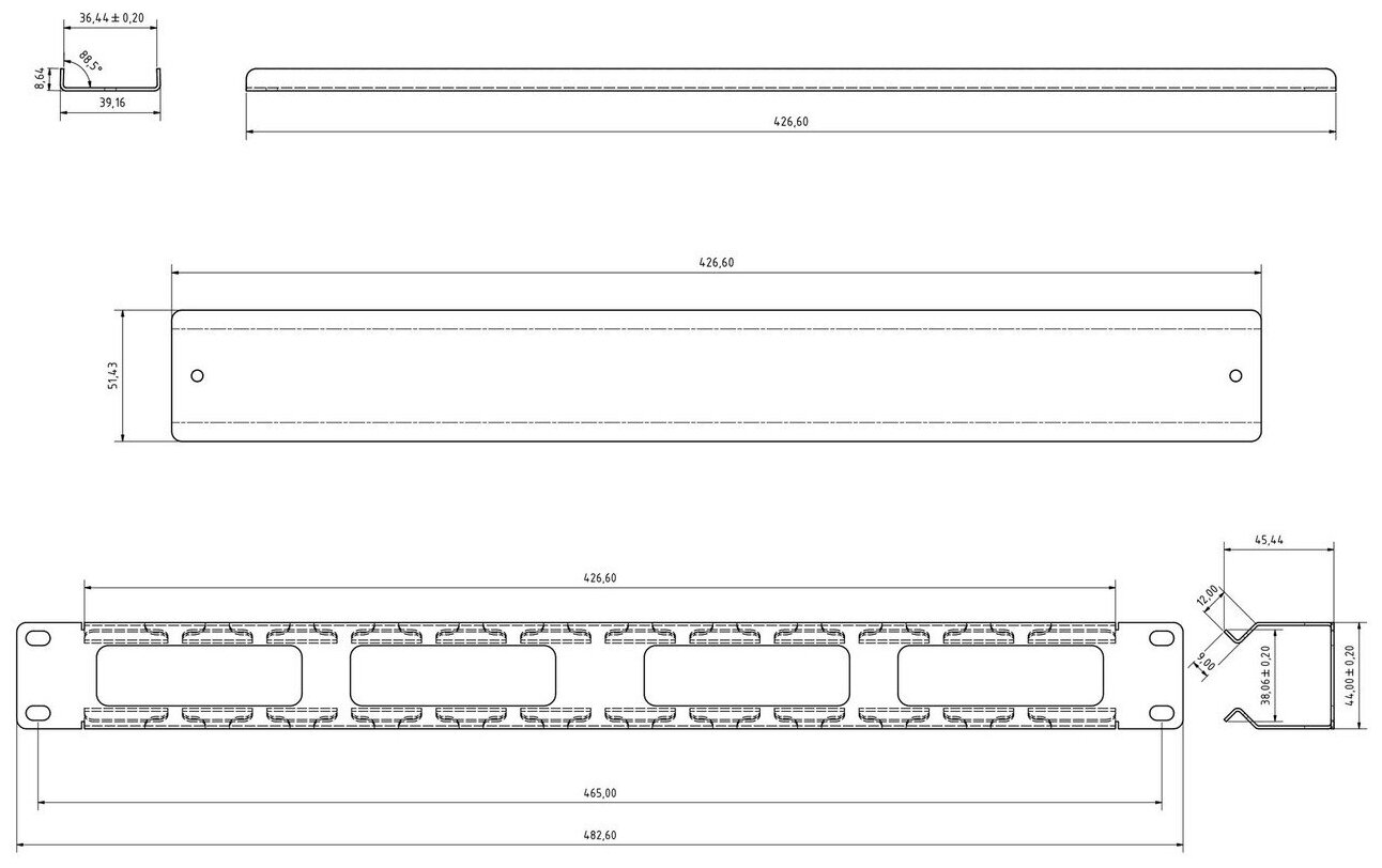 Органайзер для кабеля Hyperline CM-1U-ML-COV