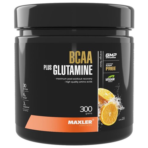 BCAA в порошке Maxler BCAA +Glutamine апельсин 300 гр. bcaa l glutamine 2 1 1 со вкусом апельсина 2sn 200 г