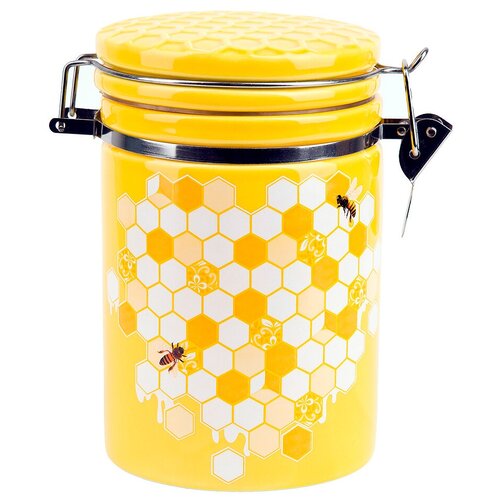 Банка для сыпучих продуктов Dolomite Honey, с клипсой, керамическая, 800 мл, 15 x 10 x 16,5 см