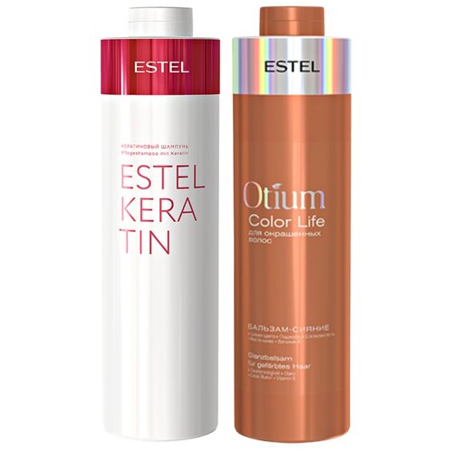 Купить Набор ESTEL Кератиновый шампунь для волос Estel Keratin 1000 мл + Бальзам-сияние для окрашенных волос Otium Color Life, 1000 мл