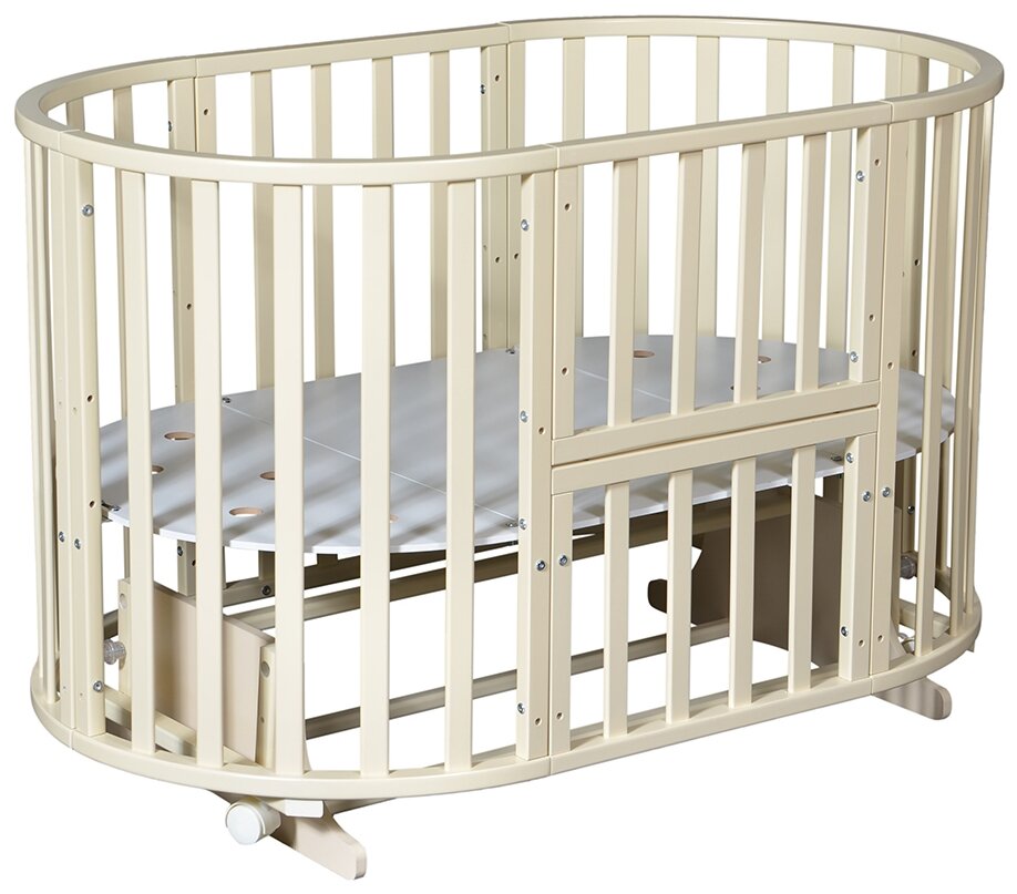 Кровать детская овальная Северянка 3, универсальный маятник, 6в1, цвет Слоновая кость