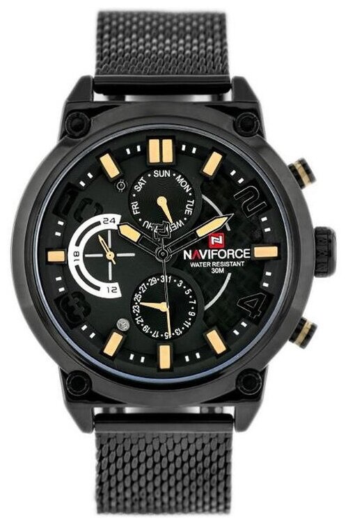 Наручные часы Naviforce Часы Naviforce/Навифорс NF9068S классические, мужские, водонепроницаемые, черный