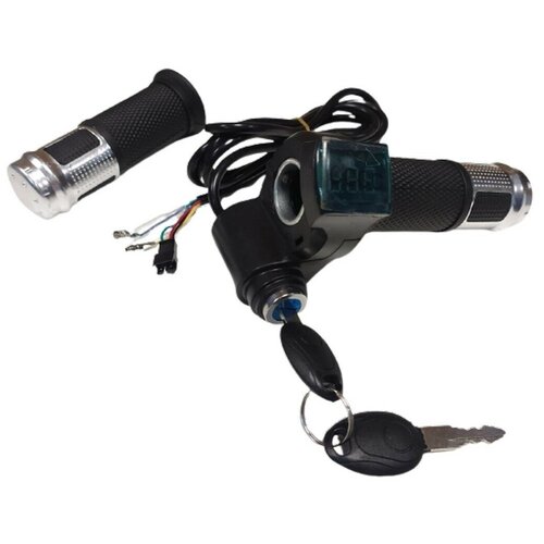 Ручка газа с вольтметром и замком зажигания для электросамоката/электровелосипеда 24-60V