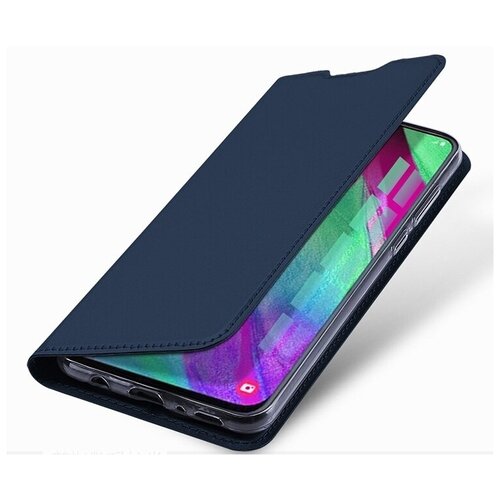 фото Чехол-книжка mypads для samsung galaxy a40 sm-a405f (2019) водоотталкивающий с мульти-подставкой на жесткой металлической основе синий
