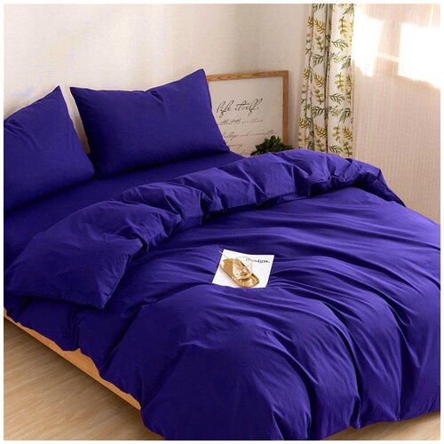 фото Комплект постельного белья grazia textile blueberry, 2-х спальный, смесовая ткань, 2 наволочки 70х70, синий