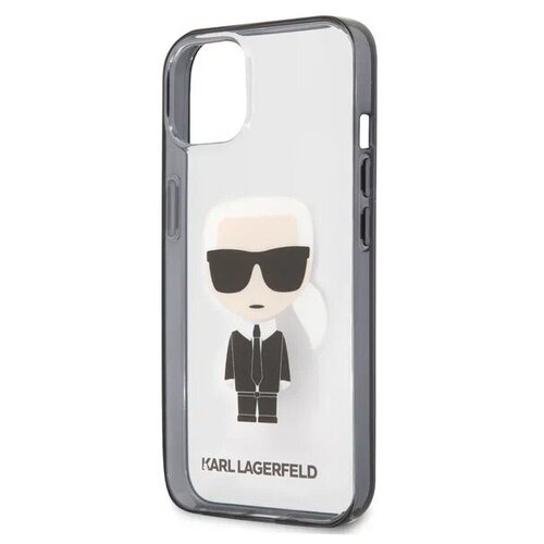фото Lagerfeld для iphone 13 pro max чехол pc/tpu ikonik karl hard transparent/black karl lagerfeld