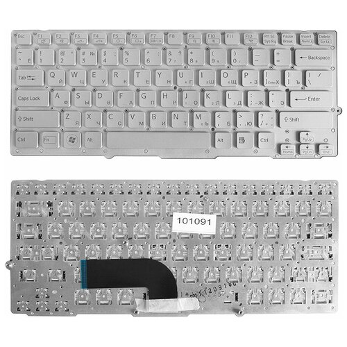 Клавиатура для ноутбука Sony Vaio VPC-SD VPC-SB Series Плоский Enter Серебристая без рамки PN 148949641 9Z N6BBF00R 9Z N6BLF00R NSK-SD0BF 1984₽