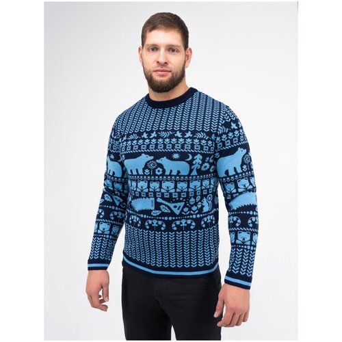 Свитер Великоросс, размер 54, синий свитер великоросс размер 54 красный бежевый