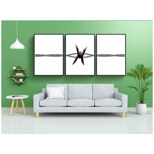 фото Набор модулных постеров для интерьера "колючая проволока, изгородь, кабель" 60x90 см. в тубусе, без рамки lotsprints