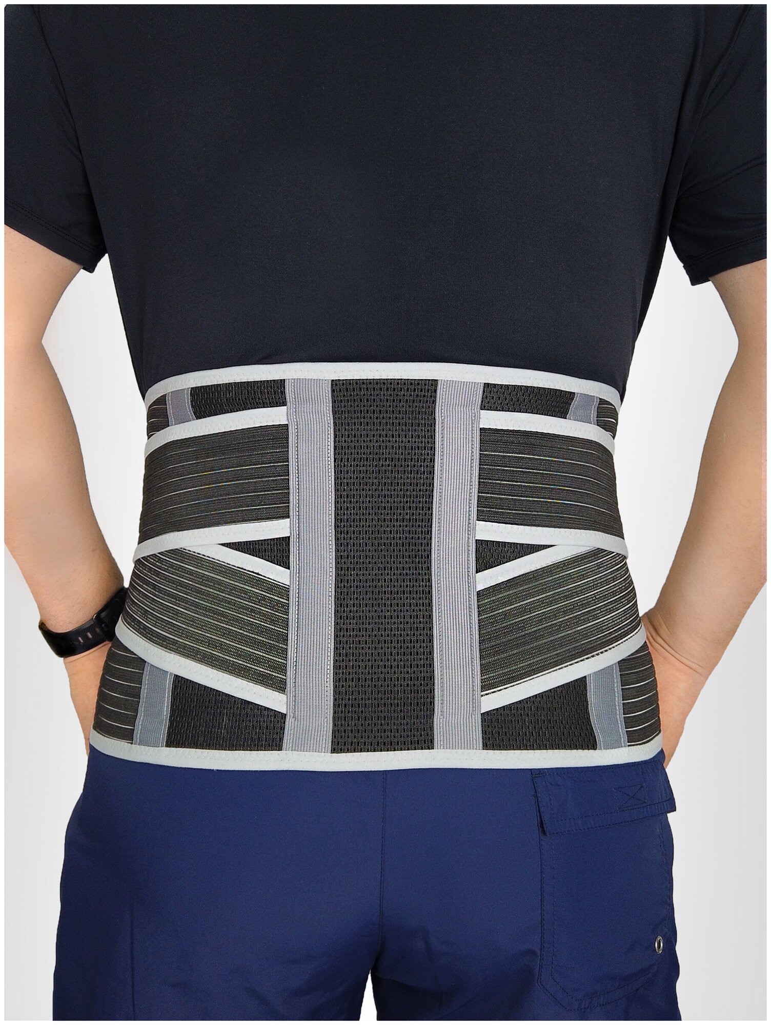 Бандаж-корсет для поддержки спины пояснично-крестцовый c моделируемыми ребрами жесткости MedicalLine SL B05, черный L