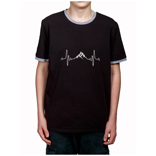 фото "футболка мужская с манжетами ""пульс путешественника"", черная, размер 54-56 куякъ