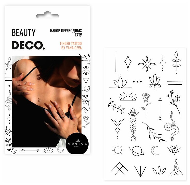 Набор татуировок для тела DECO. by Miami tattoos (Finger tattoo)