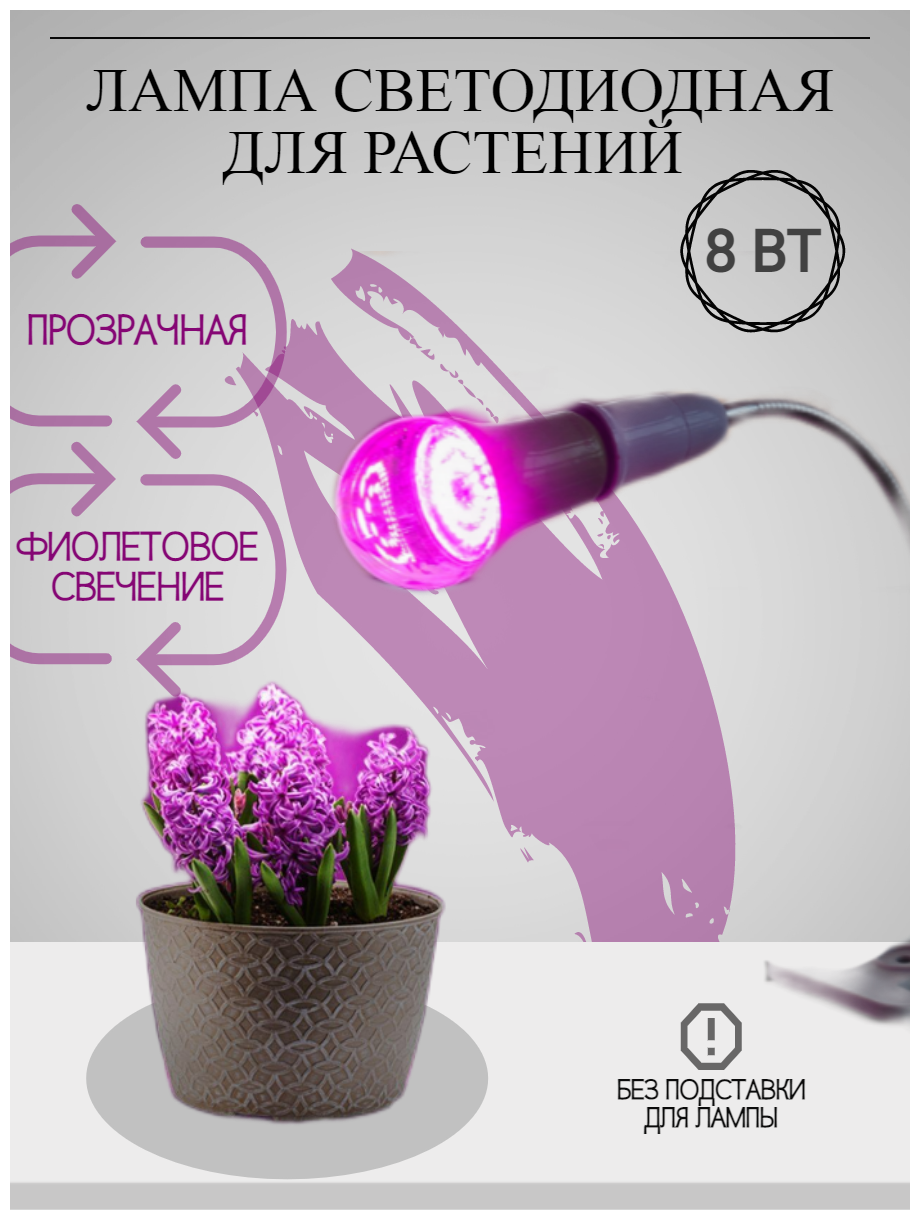 ФитоЛето Uniel лампа светодиодная для рассады и растений LED - А60 - 8W/SPSB/E27/CL Е27 8W 11мкм/с прозрачная 60х110 - фотография № 4