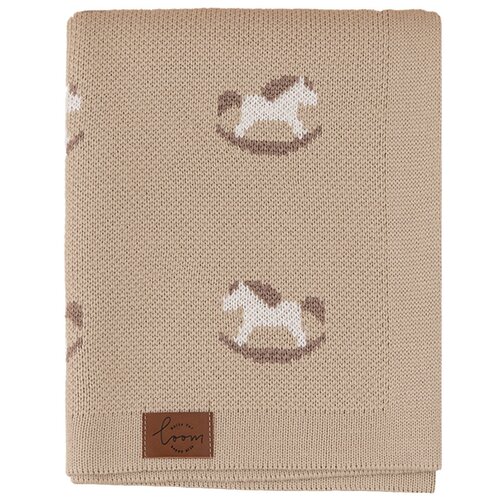 Вязаный детский плед LITTLE HORSE Бежевый 100х170 ПА