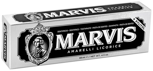 Зубная паста Marvis Amarelli Licorice, 85 мл, 147 г, черный/белый