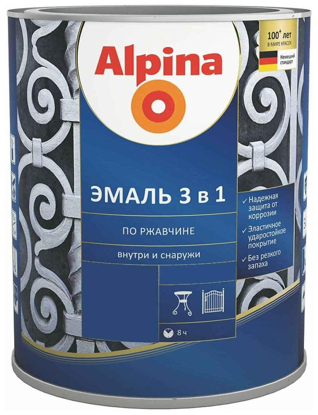 Эмаль ALPINA SVT по ржавчине 3 в 1, RAL 8011, 0.75 л - фотография № 1