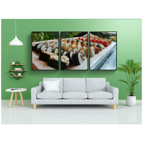 фото Набор модулных постеров для интерьера "суши, японский, морепродукты" 60x90 см. в тубусе, без рамки lotsprints