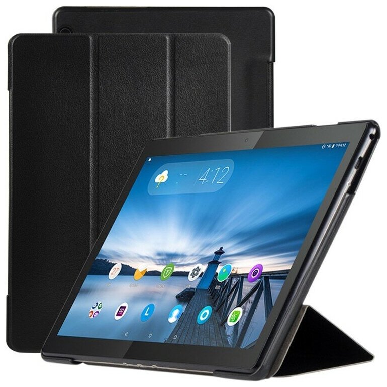 Чехол-обложка MyPads для Lenovo Tab M10 TB-X605F/M тонкий умный кожаный на пластиковой основе с трансформацией в подставку черный