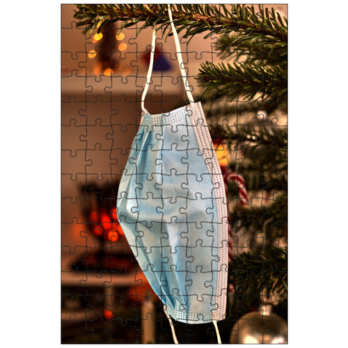 фото Магнитный пазл 27x18см."рождество, рождественская елка, маска" на холодильник lotsprints