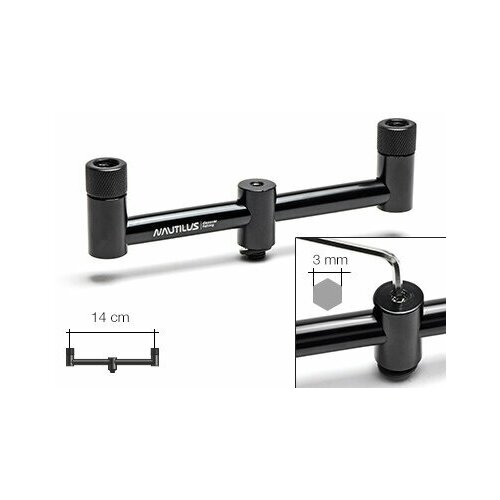 Перекладина буз-бар Nautilus Blacktron 2 rod Buzzbar 16см NBB-216 на 2 удилища (1 шт)