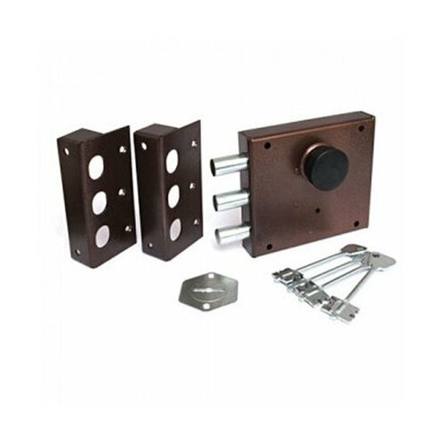 Замок гаражный накладной Ригель Богатырь сувальдный, 2 ответных планки