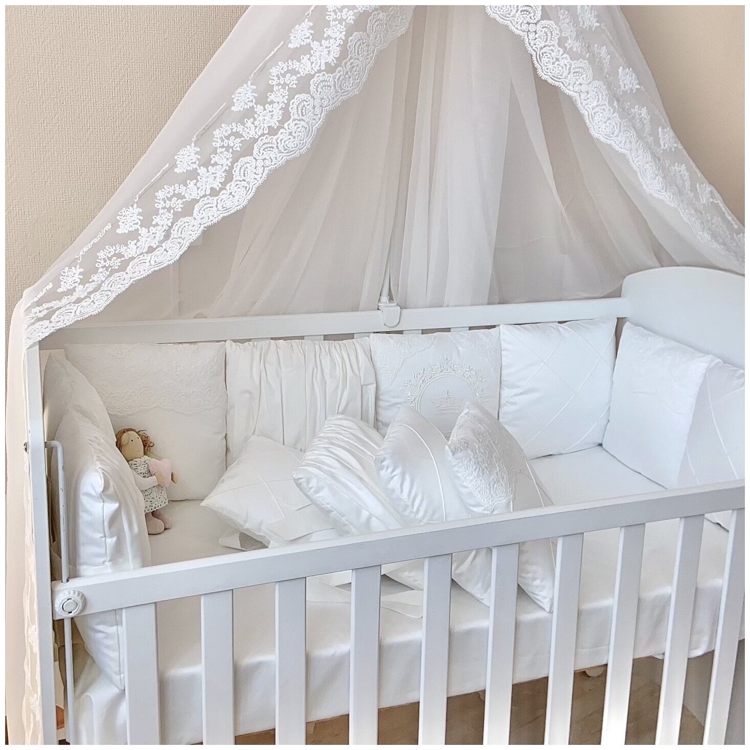 Бортики в детскую кроватку для новорожденного "Стиль", 12 подушек, в прямоугольную кроватку 120*60 см