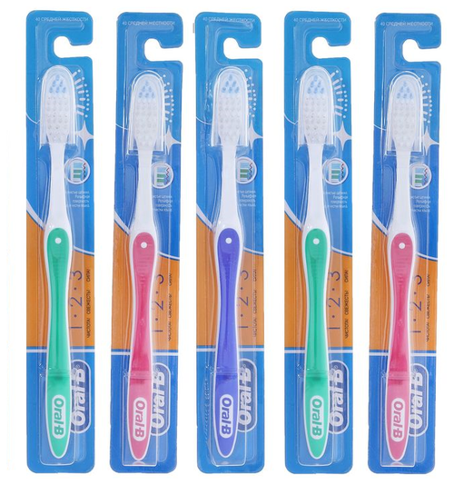 Щетка зубная Oral-B 1-Чистота 2-Свежесть 3-Сила * 5 штук