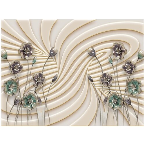 Фотообои Уютная стена Хрустальные цветы на 3D фоне 360х270 см Виниловые Бесшовные (единым полотном)