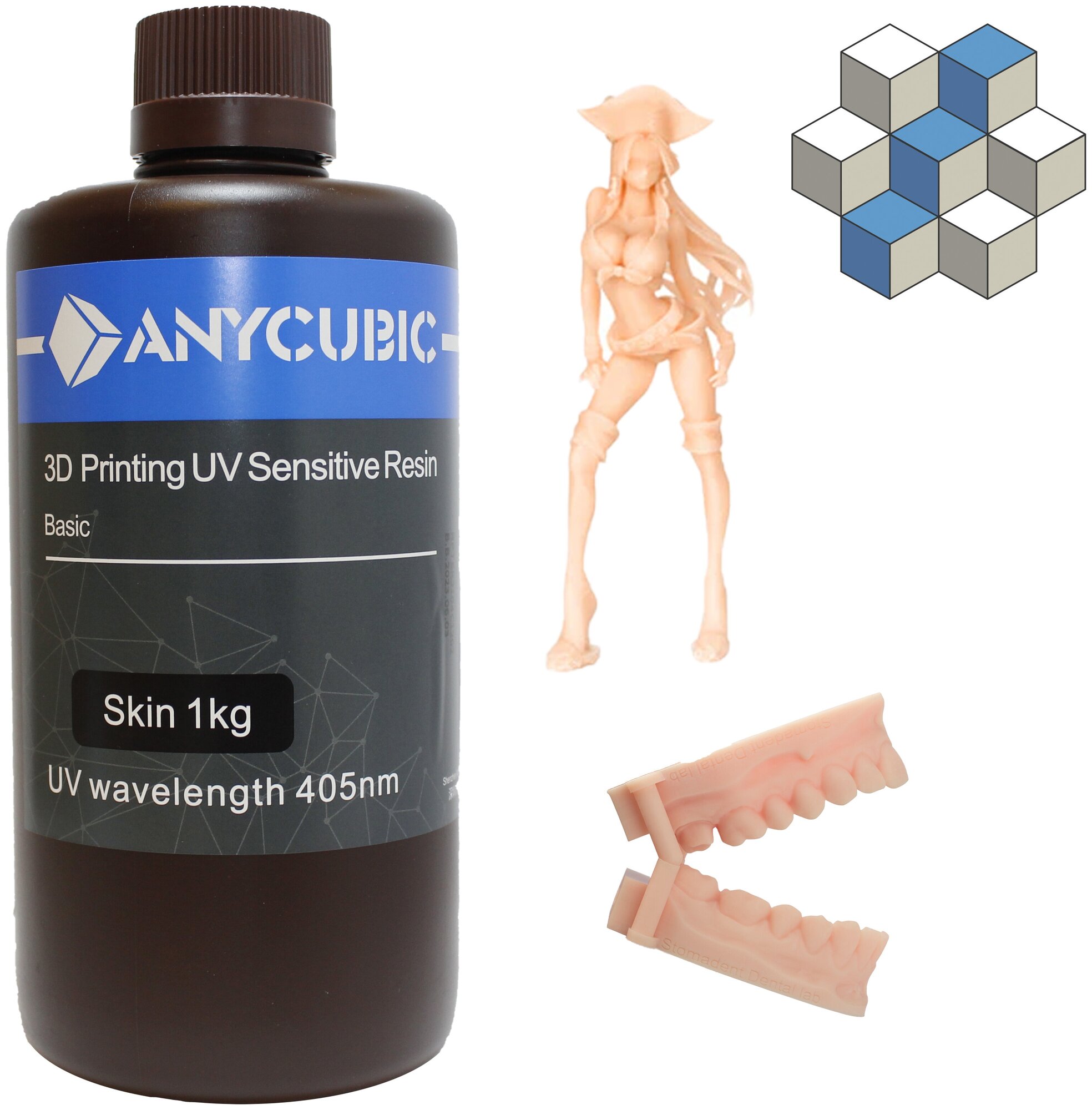 Фотополимерная смола Anycubic Basic Colored UV Resin для 3D принтера 405нм Телесный (Skin) 1 литр